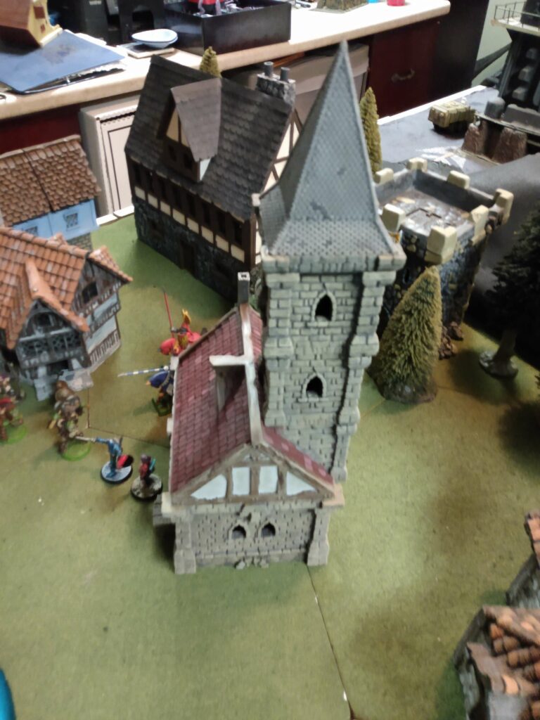 A 3d printed stone chapel for miniature wargames.