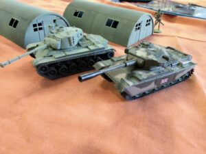 Metal Centurion Mk 3 tank, next to a plastic M46 Patton