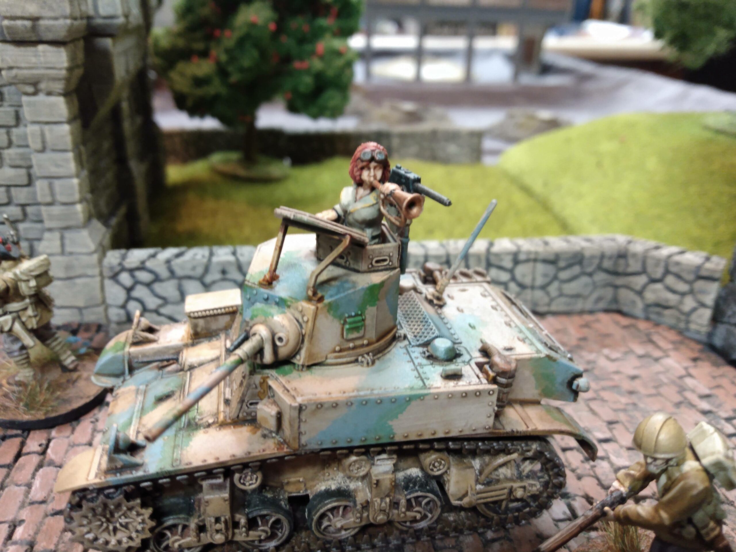 Alternate history Confederate Stuart tank commanded by female cavalry sergeant, girls und panzer style.