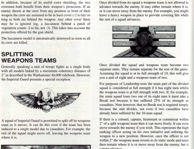 A page from Warhammer 40,000 2nd edition Codex Imperial Guard