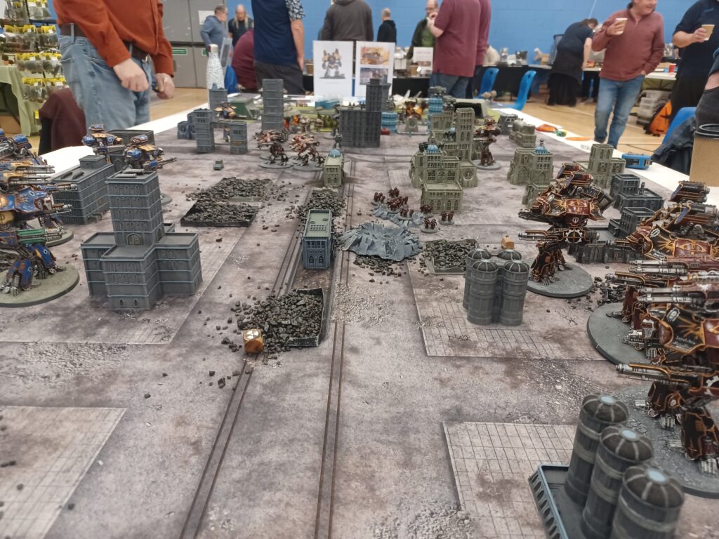 The extensive battlefield for the Adeptus Titanicus game!
