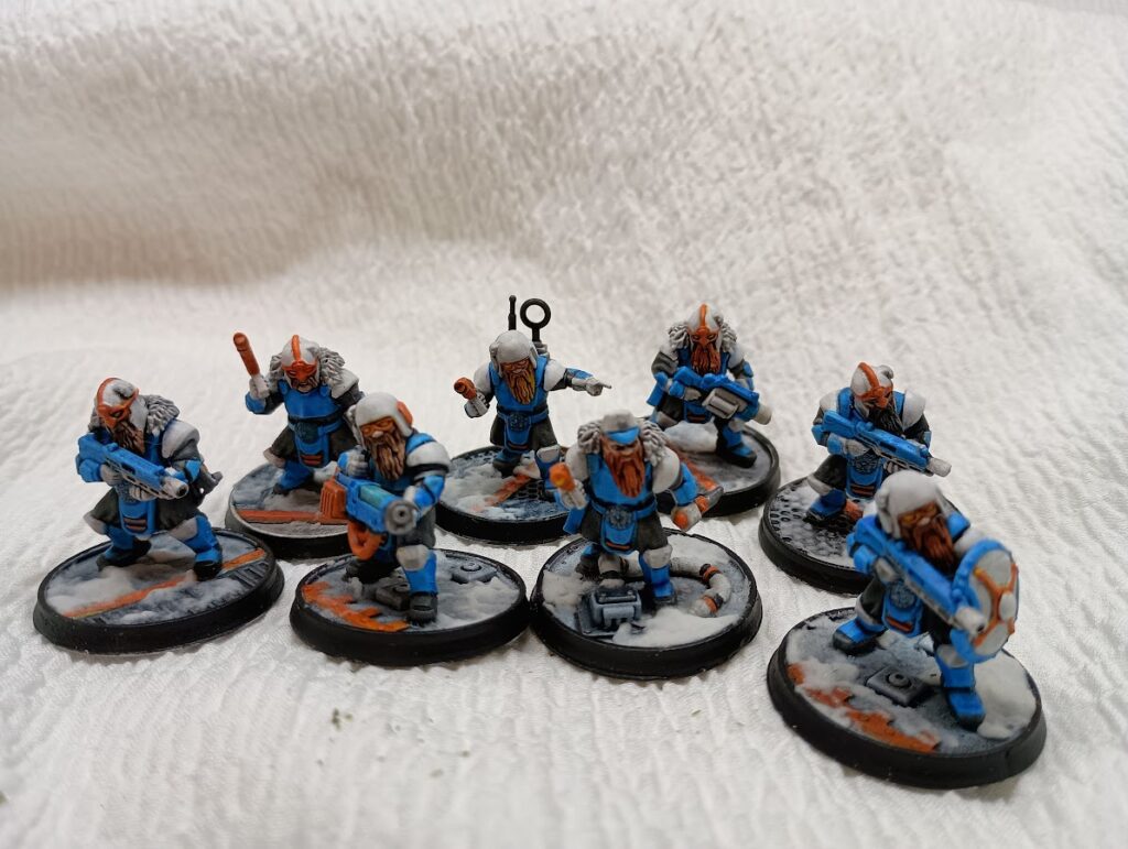 A unit of science fiction dwarves for miniature wargaming. Einherjar miniatures by Wargames Atlantic.